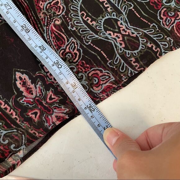 BCBGENERATION Longsleeve chiffon lace front v neck tunic/ dress black paisley XS - Picture 8 of 11